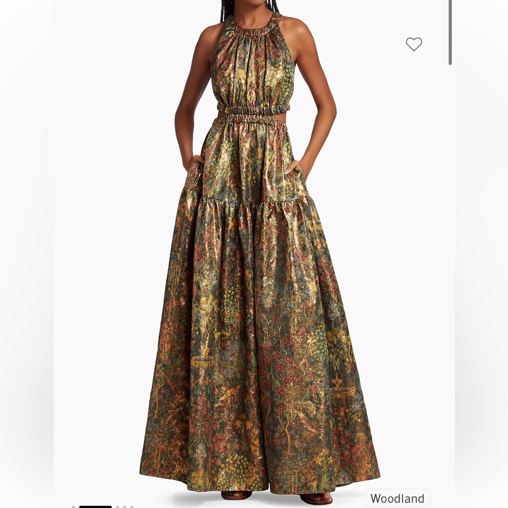 Ulla Johnson Celestina Cut-Out Metallic Jacquard Gown